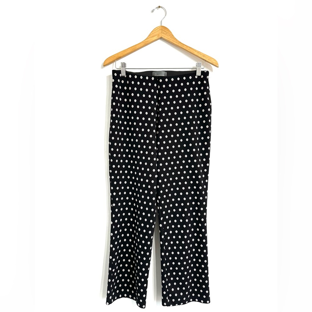 Anthropologie Black Polka dot pants knit ponte stretch pull-on style